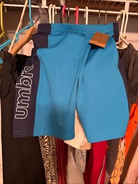 Umbro Teal and Navy Women's Athletic Shorts